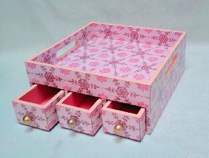 Fancy Printed Tray with Multi Drawer
