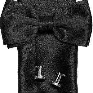 Bow Pocket Square and Cufflink Set