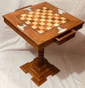 Square wooden chess table with piller folding