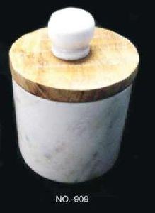Marble Jar With Wooden Lid