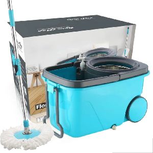 HEAVY DUTY MICROFIBER SPIN MOP WITH PLASTIC BUCKET (MULTICOLOUR)