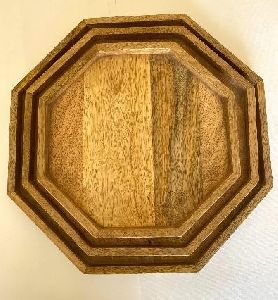 Hexagon Wooden Serving Tray