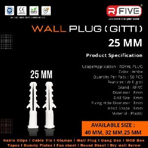 25mm Plastic White Wall Plugs