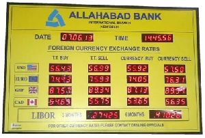 Allahabad Bank Exchange Rate Display Board