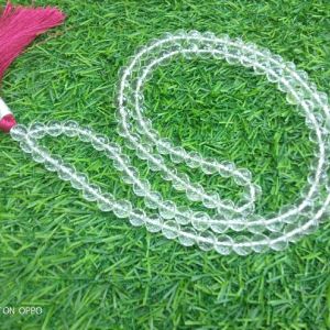 Clear quartz crystal beads 109 jap mala diomand cut