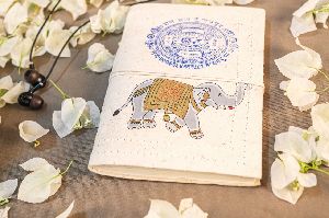 Elephant Print Cotton Paper Diary -  Set of 3