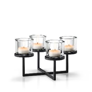 Glass Votives with Metal Stand