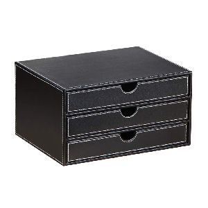 Leather Desk Organizer with 3 Drawers