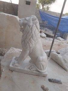 Standing Lion Marble Statue