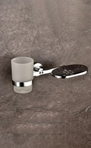 Brass Soap Dish with Glass Tumbler Holder