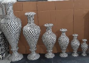 Set of 6 Bone Inlay Flower Vase