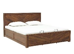 Wooden Bed with Side Storage