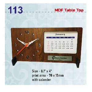 Promotional MDF Table Top Clock with Calendar