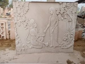 Sandstone Mata Sita & hanuman ji Wall Mural