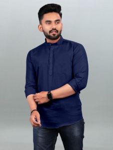 Mens Navy Blue Short Kurta