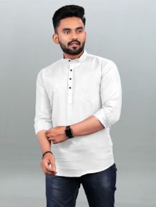 Mens White Short Kurta