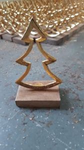 Iron Christmas Tree On Wooden Base