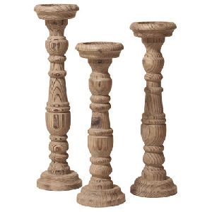 Carved Wooden Candle Stand