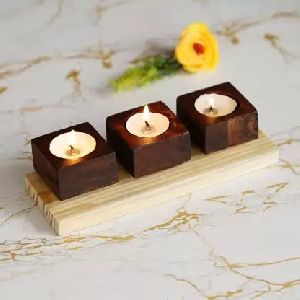 Wooden Tea Light Candle Stand