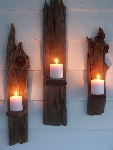 Wooden Wall Candle Holder
