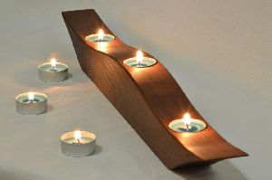 Wooden Ship Candle Holder