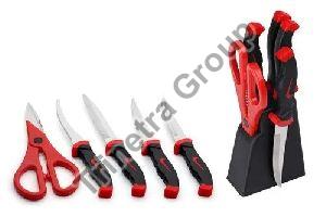 Stainless Steel Set Of Knife 4 Scissor And Stand