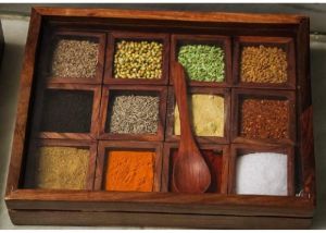 Handmade wooden spice box