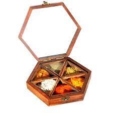 Hexagon Wooden Spice Box
