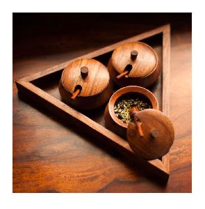 Triangle Wooden Spice Box
