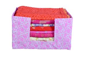 Designer Non-Woven Fabric Foldable Cloth Storage Boxes Organizer for Wardrobe with Handle
