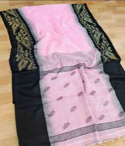 Baby Pink Linen Saree