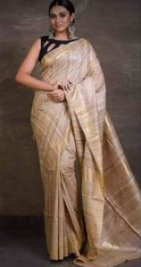 Beige Ghicha Silk Saree