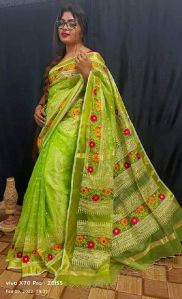 Green Muslin Silk Saree