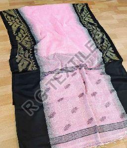 Baby Pink Linen Saree