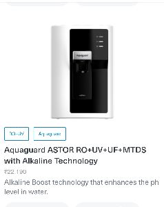 Aquaguard Astor RO UV ALKALINE water purifier