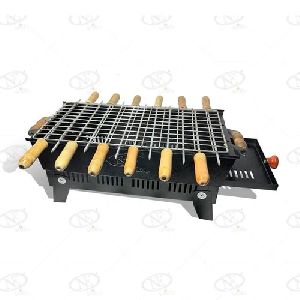 Deluxe2 charcoal barbecue grill with 12 skewers, 1 ss grill and 1 coal tray