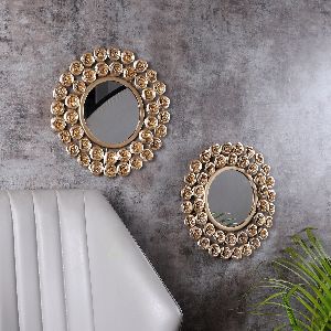 Gold Rose Wall Mirror Set of 2