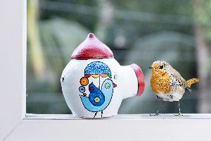 Hand Painted Bird Feeder Home Stay
