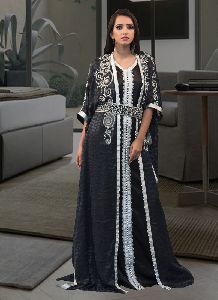 Dark Gray and Black Evening Kaftan Dress