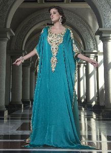 Sea Green Arabic Evening Kaftan Dress