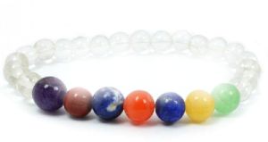 7 Chakra Semi-Precious Stones with Quartz Crystal Charm Reiki Chakra Healing Yoga Meditation Crystal