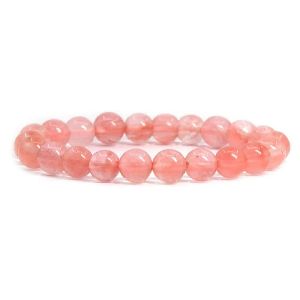 Cherry Quartz Bracelet 8 mm Beads Lab Stretchable Elastic Bracelet Cherry Quartz Crystal Gemstone