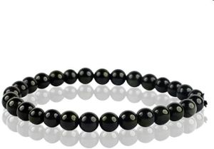 Natural Black Obsidian Bracelet Crystal Stone8 mm Beads Bracelet Round Shape for Reiki Healing and Crystal