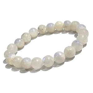 Natural Moonstone White Moonstone Stone Charm Round Beads Bracelet