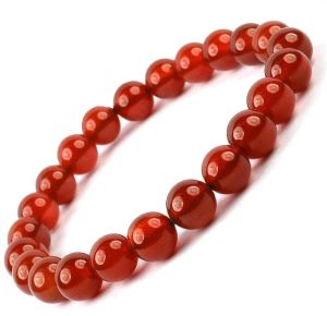 Natural Red Onyx Bracelet Crystal Stone 8 mm Beads Bracelet Round Shape for Reiki Healing and Crystal