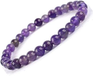 Natural Reiki Healing Amethyst 6mm Crystal Stone Beads Charm Bracelet for Men and Women