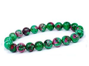 Natural Ruby Zoisite Stone Bracelet 6 mm Beads Lab Stretchable Elastic Bracelet Ruby Zoisite Crystal