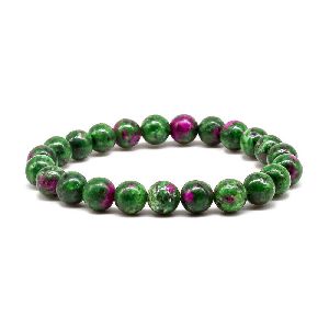 Natural Ruby Zoisite Stone Bracelet 8 mm Beads Lab Stretchable Elastic Bracelet Ruby Zoisite Crystal