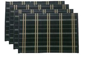 Black Check Design Bamboo Dining Table Mat