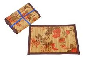 Rose Flower Print Bamboo Dining Table Mat and Runner Set